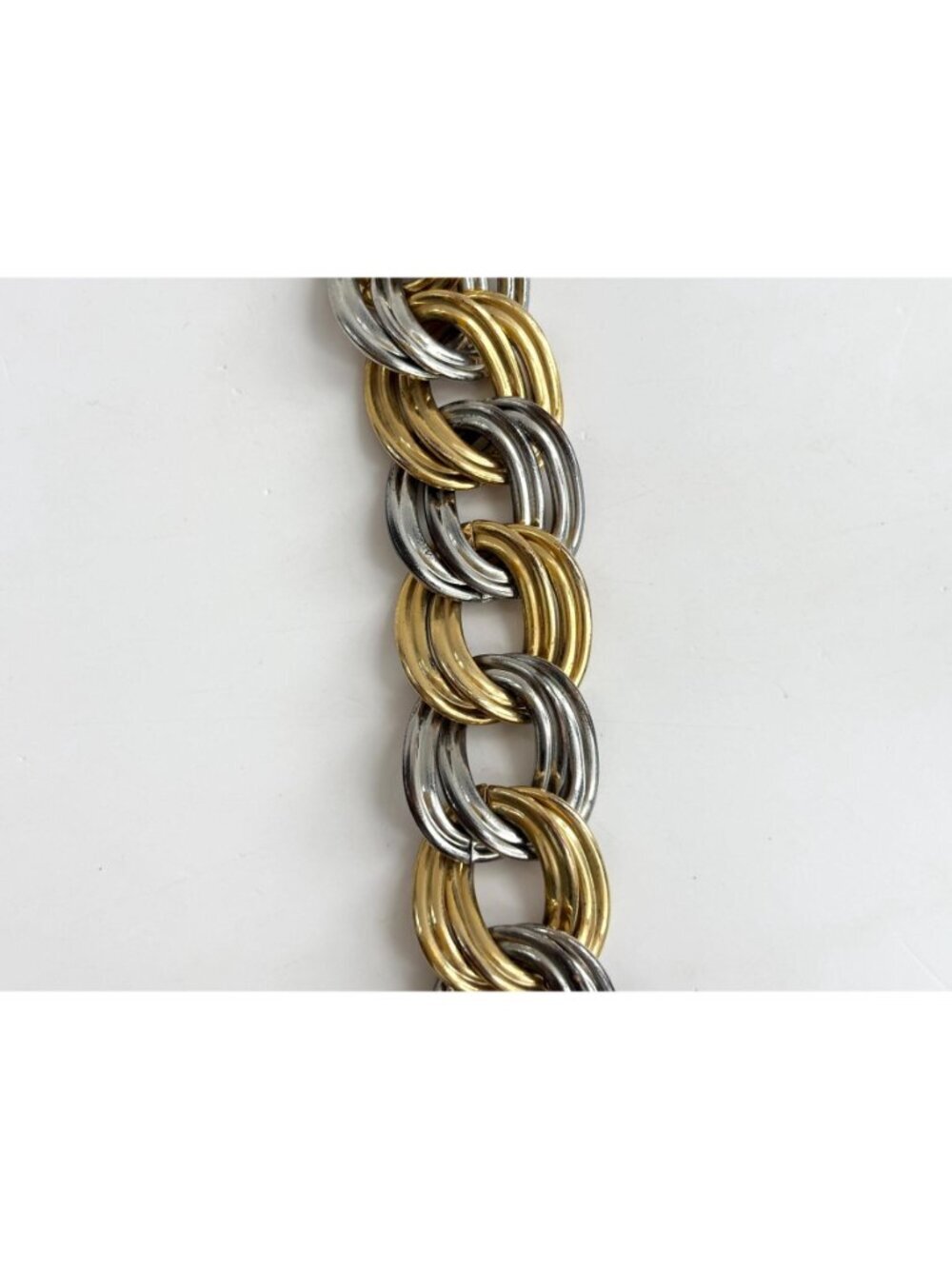 Dual Gold & Silver Double Strung Chunky Vintage 80's Style Bracelet - Picture 4 of 16